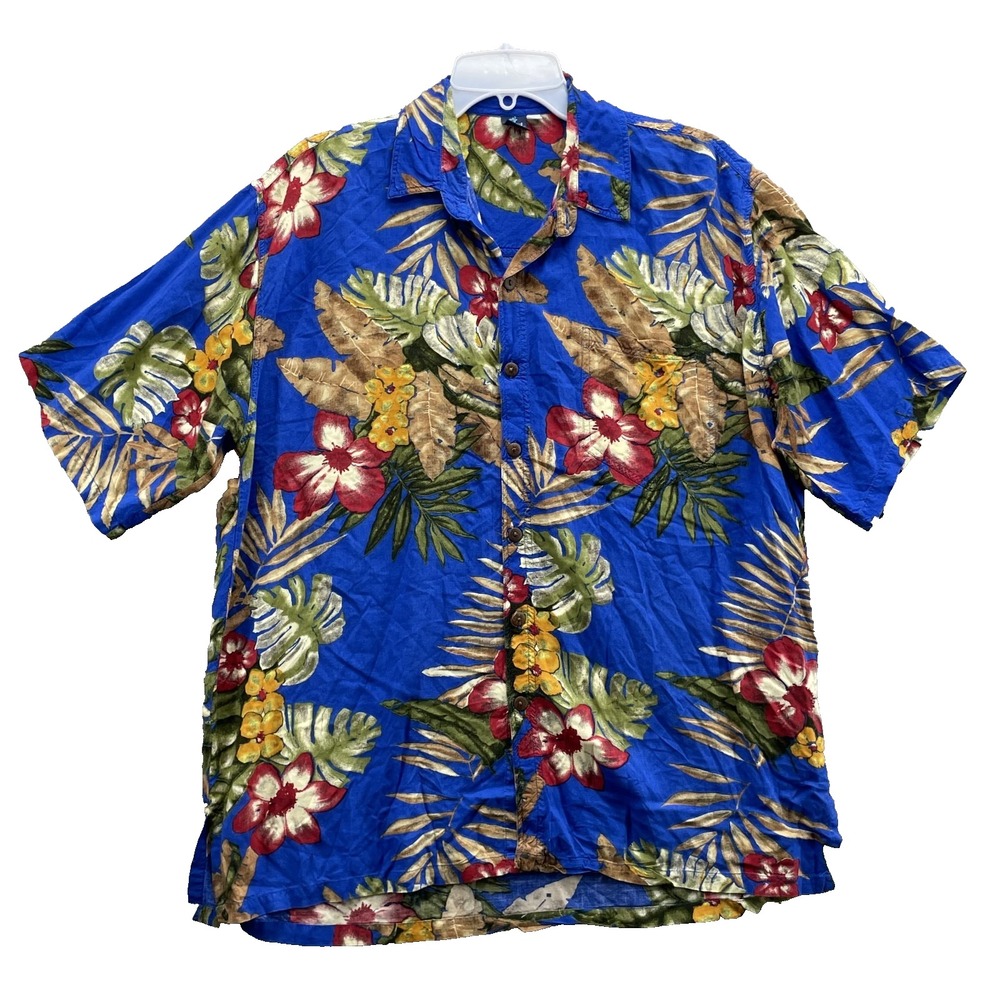 VTG Hibiscus Collection Hawaiian Shirt Mens XL Tropical Coastal Island 90s Retro